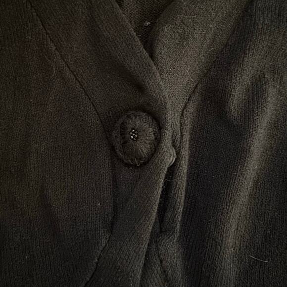Anthropologie Guinevere Button Front Black Cropped Cardigan - Picture 4 of 6